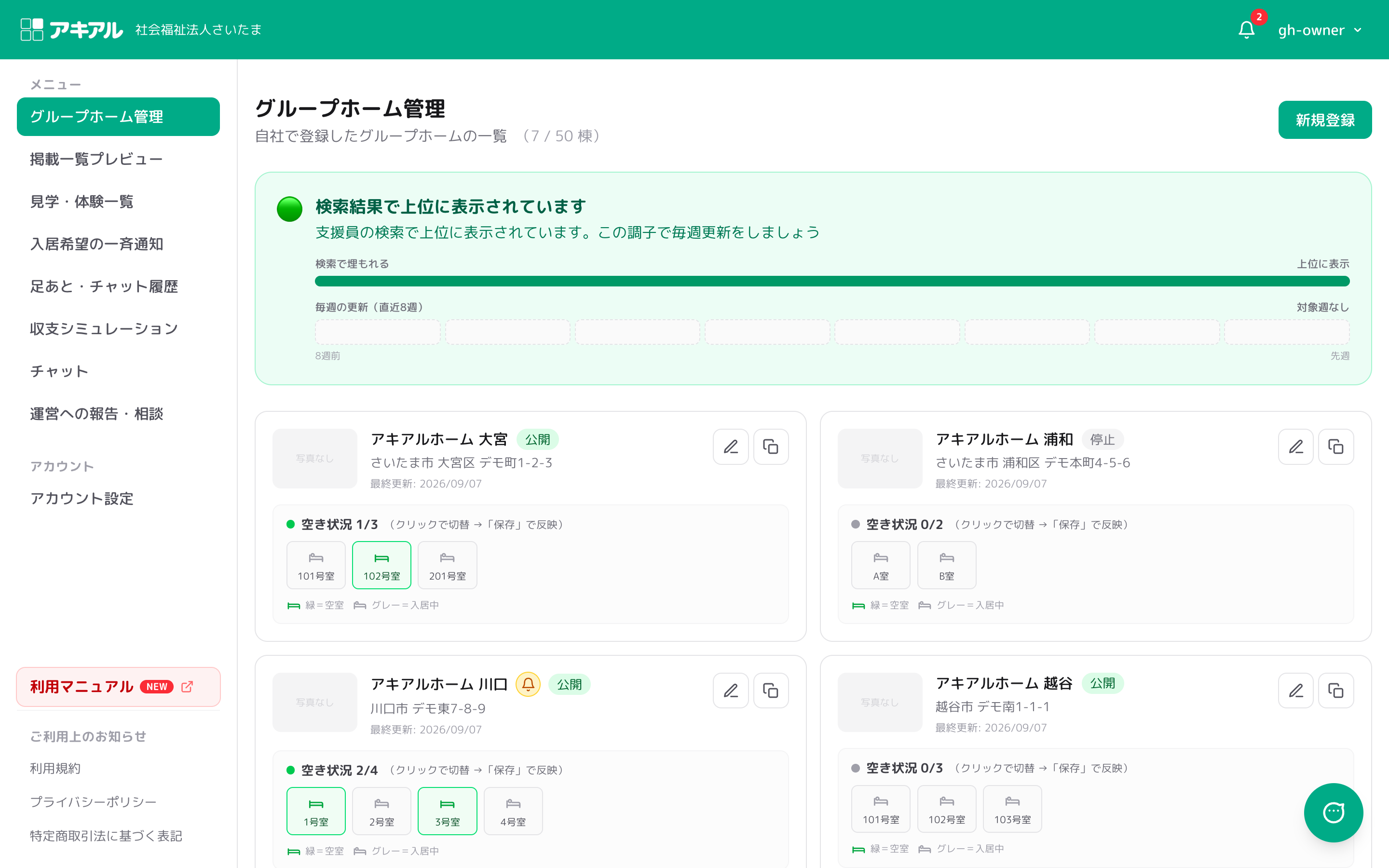 ダッシュボード全体（パソコン）