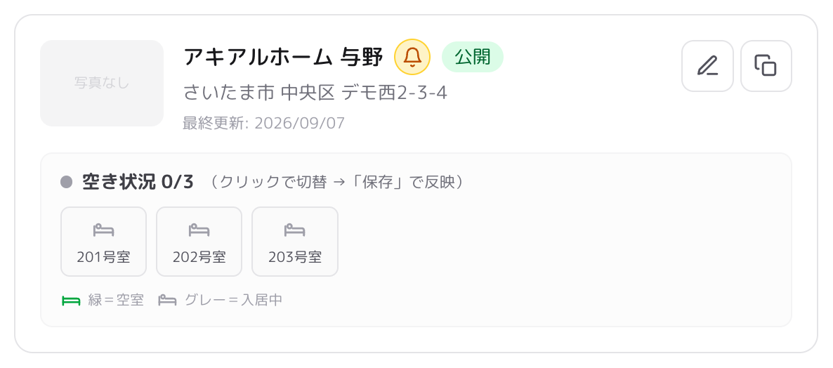 空室通知のベル